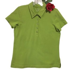 Green polo shirt 1/4 button by Chicos Sz 1 (Sm)